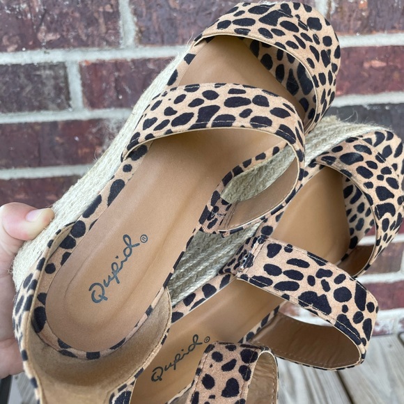 Ladies Qupid Big Bang Tan Leopard Print Platform Sandals With Box Size 6 - Picture 8 of 13